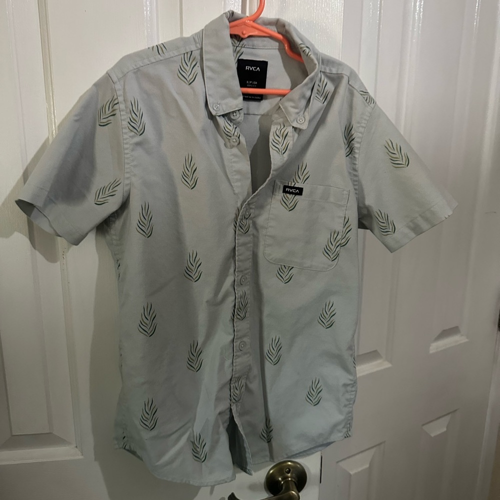 RVCA Gray Casual Button Down Shirt